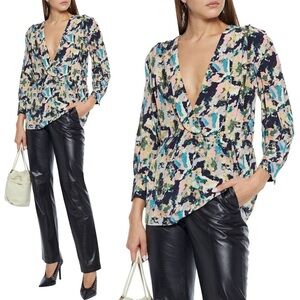 Iro Paris Bixie Wrap Effect Multicolored Long Sleeve Blouse nwt size small